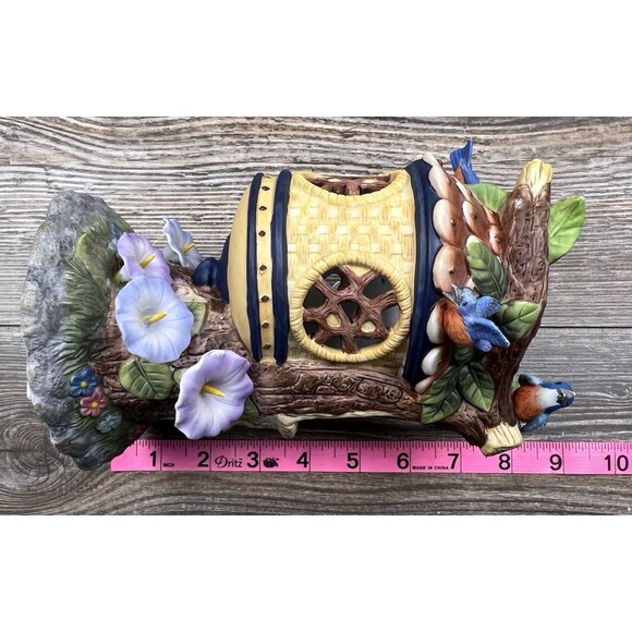 PartyLite Porcelain Treetop Inn P7320 Retired Birdhouse Bluebird Morning Glories - Picture 12 of 12